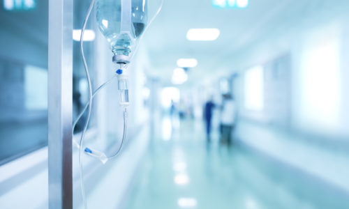Medical drip in hospital corridor